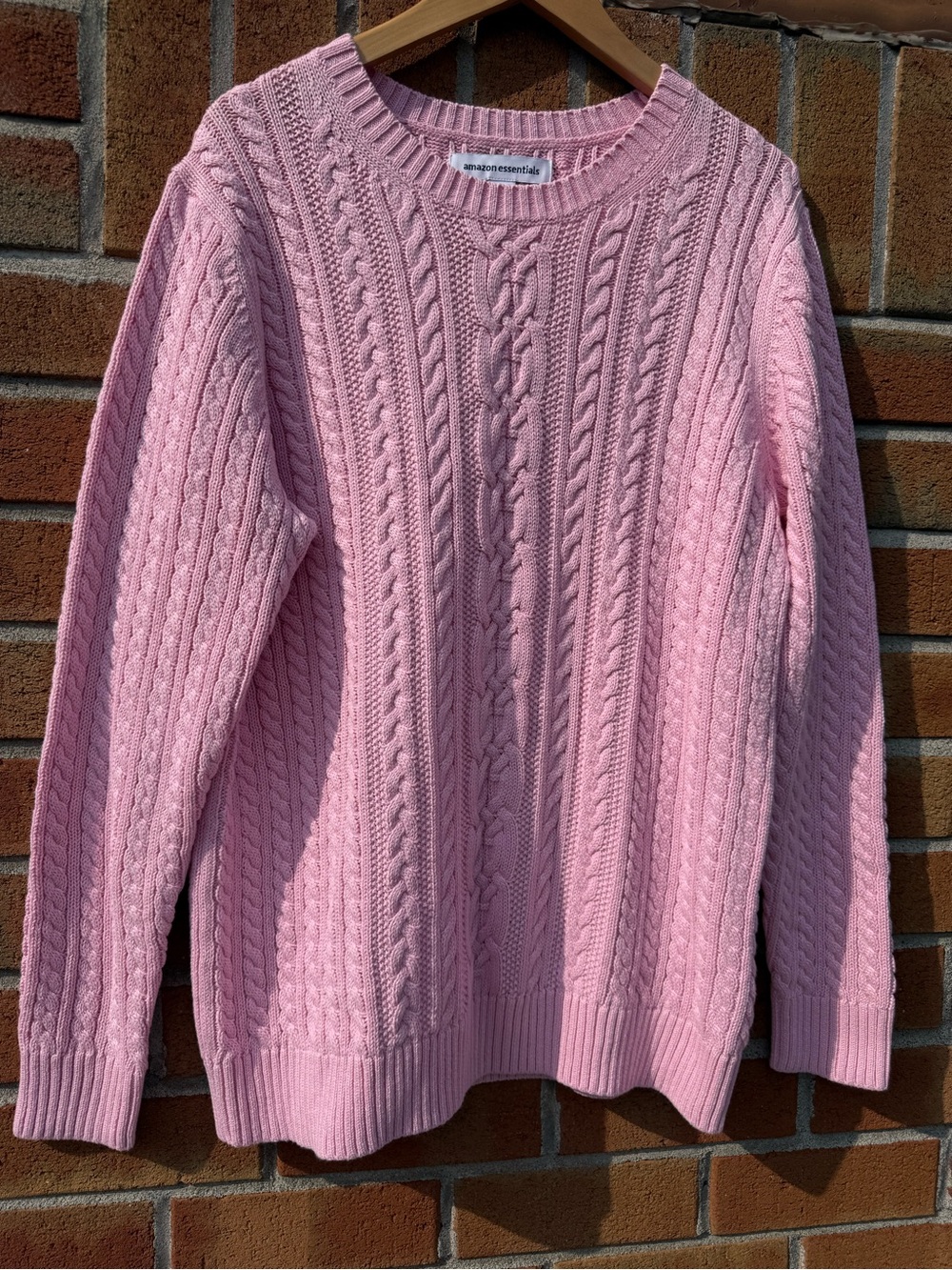 Pink Cable Knit Crewneck Sweater XL NWT